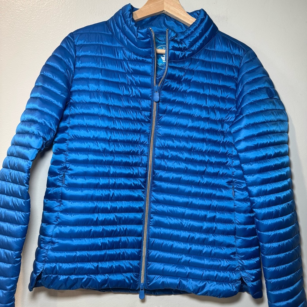 Save The Duck Women's Ultra Light Puffer Blue Plumtech Jacket Size 1 Small